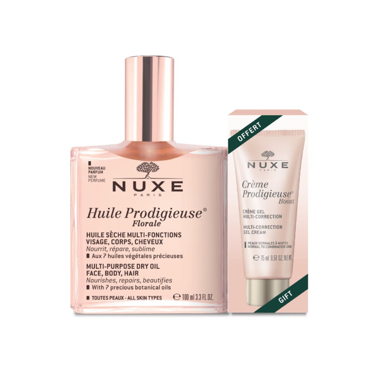 HUILE PRODIGIEUSE FLORALE + GIFT OFFER CR&Egrave;ME PRODIGIEUSE BOOST - GEL CREAM MULTI-CORRECTION. (ACEITE MULTI USOS)
